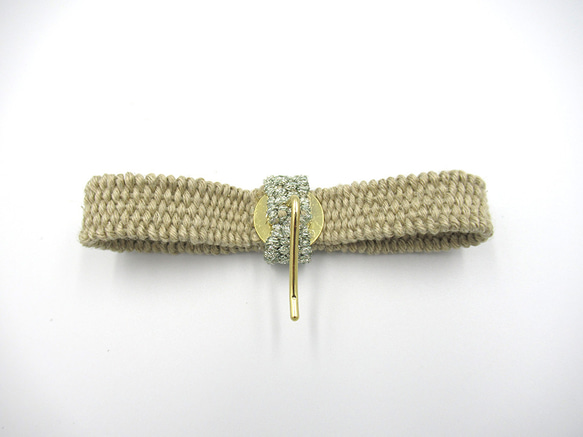 手織りのリネンポニーフック（シルバー） 8枚目の画像
