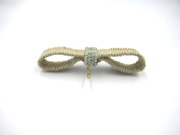 手織りのリネンポニーフック（シルバー） 5枚目の画像