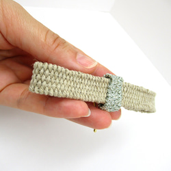 手織りのリネンポニーフック（シルバー） 7枚目の画像