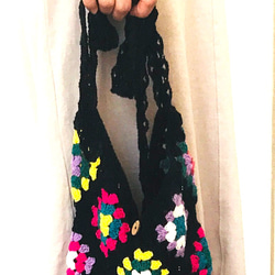 ［かぎ針編み］１点もの☆綿の糸使用　グラニースクエアのマルチwayバッグ 12枚目の画像