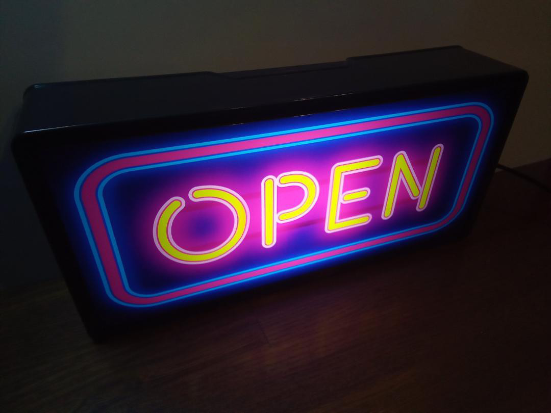 OPEN アメリカン オープン 開店 営業中 店舗 テーブル カウンター サイン 看板 置物 雑貨 ライトBOX