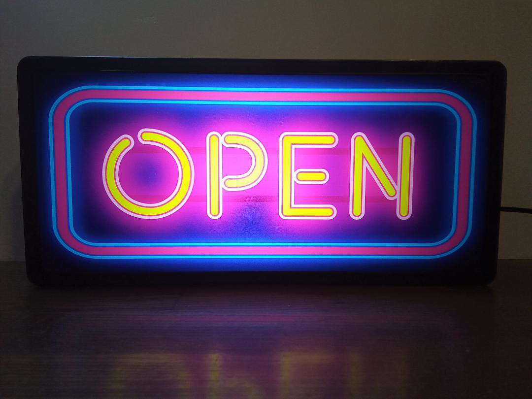 OPEN アメリカン オープン 開店 営業中 店舗 テーブル カウンター サイン 看板 置物 雑貨 ライトBOX