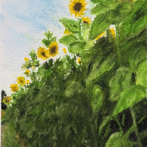 バリ島画家ダナ作 80×50×3cm ひまわり 美術品・アンティーク - 絵画
