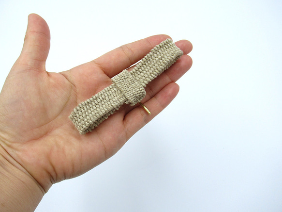 手織りのリネンポニーフック（ナチュラル） 6枚目の画像