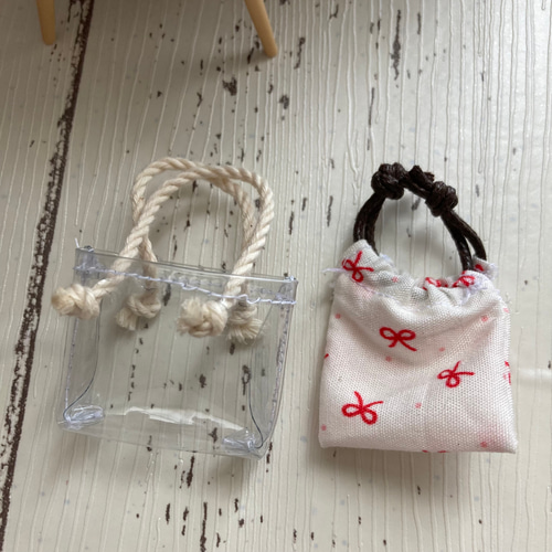 052 リカちゃん ブライス ハンドメイド PVC トートバッグ リボン