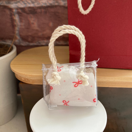 052 リカちゃん ブライス ハンドメイド PVC トートバッグ リボン柄