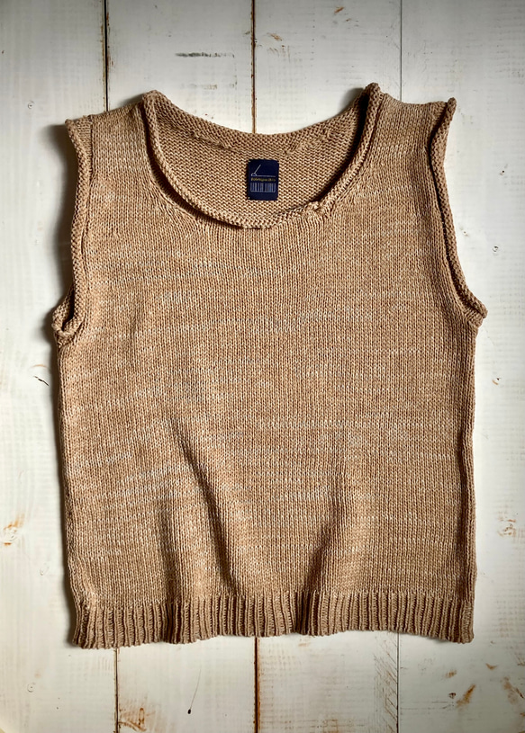 手編み機による　Isla Cotton-Linen Summer Vest 9枚目の画像