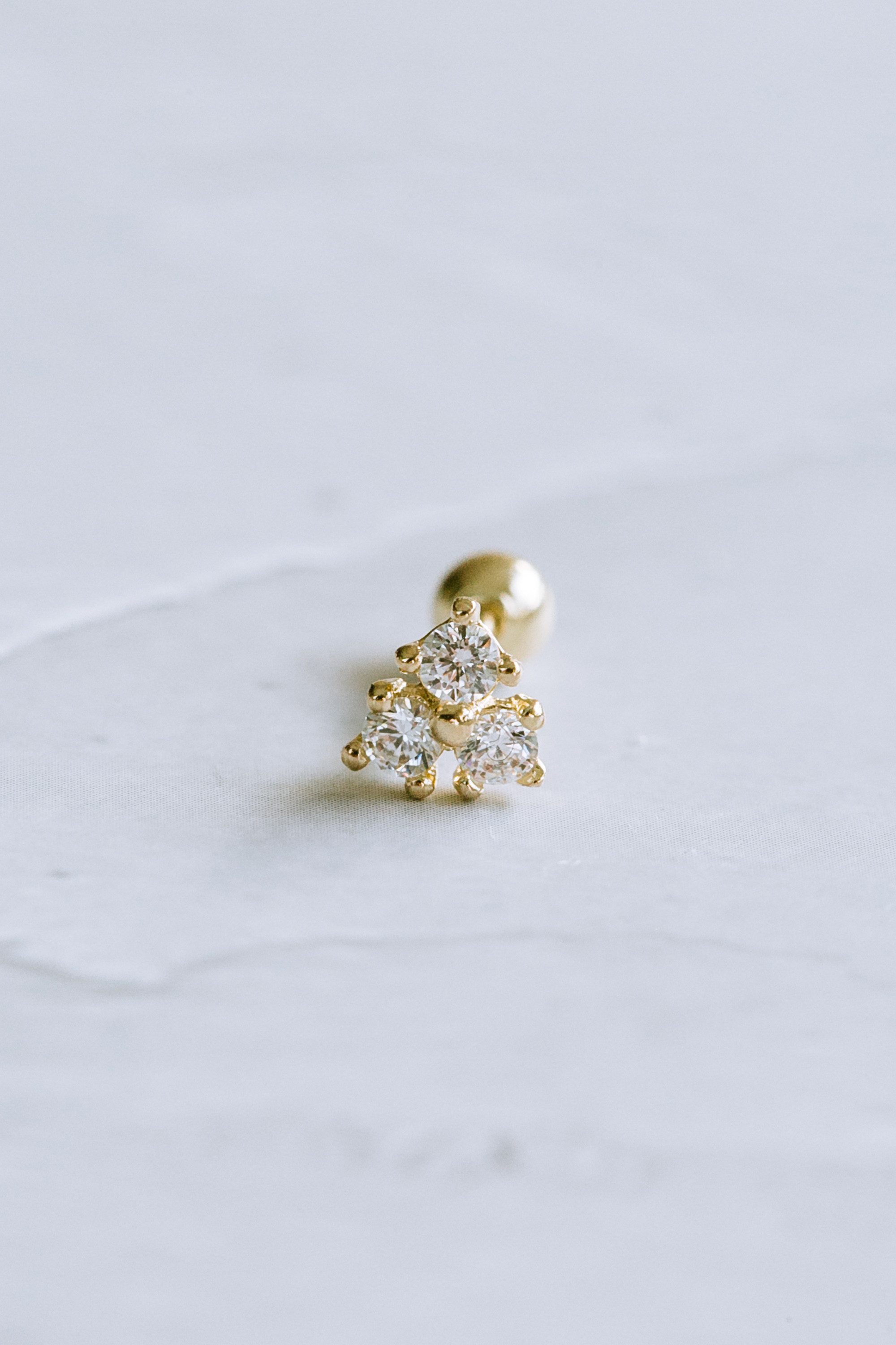 14K金 ゴールド Cz  ヘリックス 軟骨 アンチトラガス アウター インナーコンクバーベルイヤリング ピアス