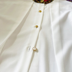 スカーフ切り替え スタンドカラー クロップド丈 半袖ブラウス【WHITE】 9枚目の画像