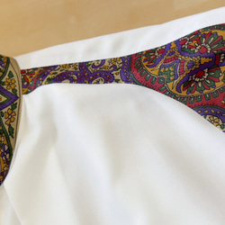 スカーフ切り替え スタンドカラー クロップド丈 半袖ブラウス【WHITE】 10枚目の画像