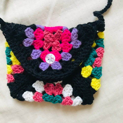 かぎ針編み］1点もの☆綿の糸使用 グラニースクエアマルチway