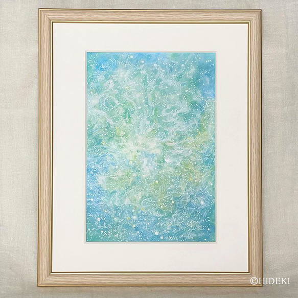 絵画 額装 （アクリル画）抽象画 抽象画-爽やかな風：レムリアのヒカリをカタチにしたアクリル画