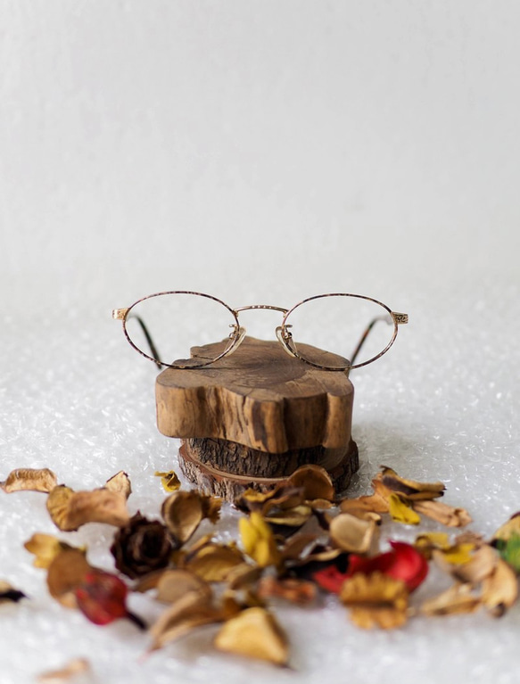 愛媛花海綻放青春末來 焦糖黃金碎花 金絲雕花鏡橢圓框眼鏡 Japan/glasses 第2張的照片