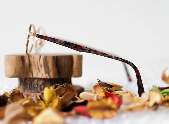 愛媛花海綻放青春末來 焦糖黃金碎花 金絲雕花鏡橢圓框眼鏡 Japan/glasses 第6張的照片