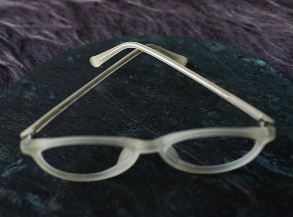 合水山大阪透明イエローマットつや消しロックガールゴールドワイヤー彫刻ミラーオーバルフレームメガネ/眼鏡 5枚目の画像
