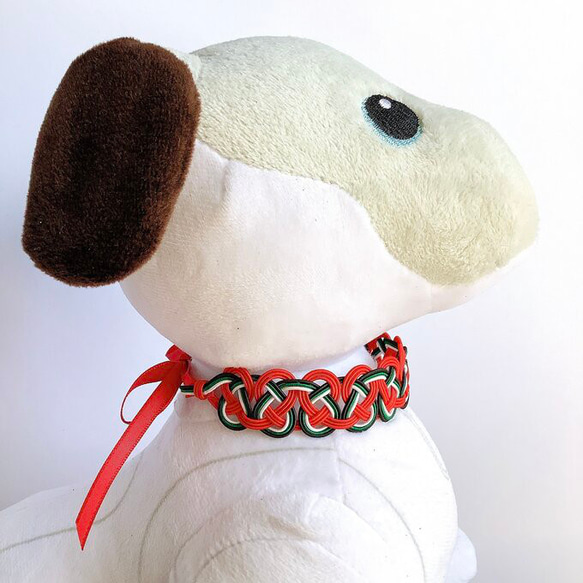 aibo　“Mizuhiki”製作　狗項圈　日式　西瓜 第6張的照片