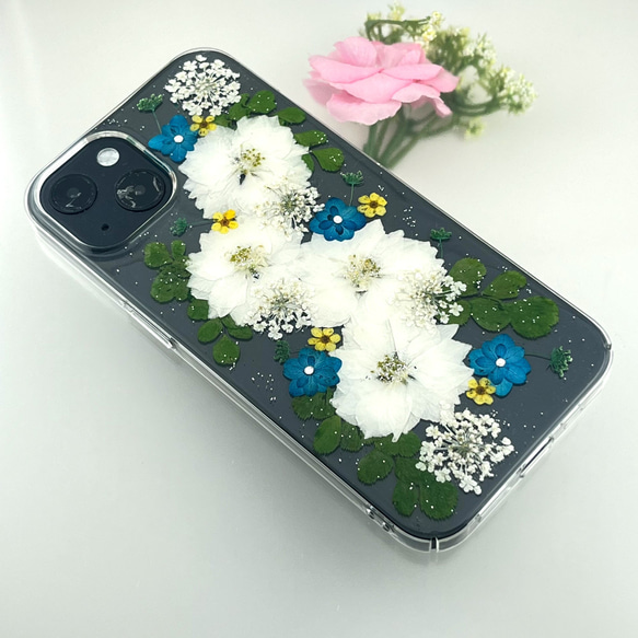 【ほぼ全機種対応スマホケース❁】押し花スマホケース NO.803 押し花＆レジン iPhone/Xperia他 2枚目の画像