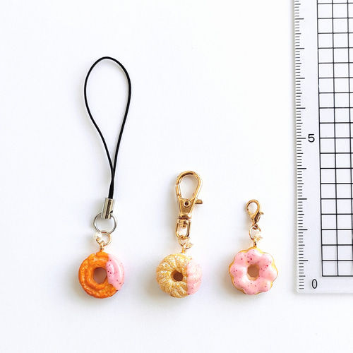 10種】から選べるドーナツ 【金具/無し可】ストラップ/キーホルダー