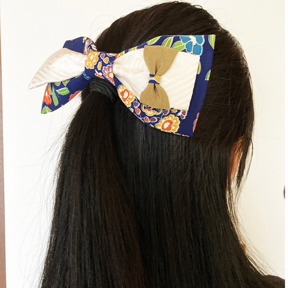 【送料無料】京都 正絹 絹100％ シルク 髪飾り 正絹  リボン 袴・着物・浴衣・成人式[HB1224］ 6枚目の画像