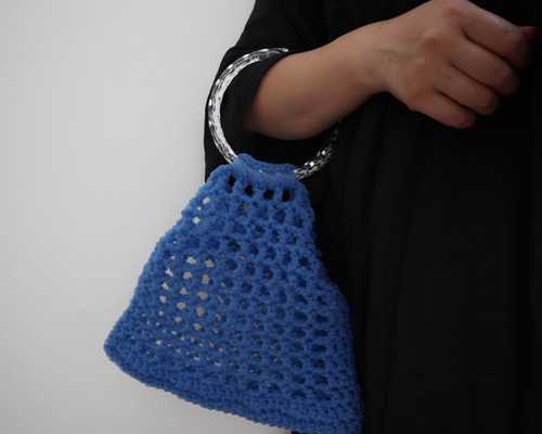telly　Moreau かごバッグ  クリアバック　鍵あみ　ハンドバック かぎ針編みモチーフバッグ - MOCORI0119'S GALLERY | minne