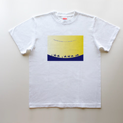 ◆ 月明かりの砂漠　5.6oz　Tシャツ　white / ラクダ 2枚目の画像