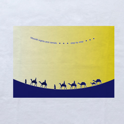 ◆ 月明かりの砂漠　5.6oz　Tシャツ　white / ラクダ 3枚目の画像