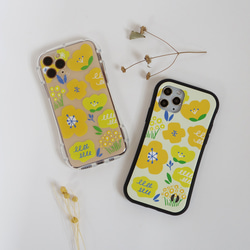 【iPhone】カラフルフラワー・グリップケース 北欧 スマホケース 黄色 花柄 ポップ 8枚目の画像