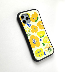 【iPhone】カラフルフラワー・グリップケース 北欧 スマホケース 黄色 花柄 ポップ 5枚目の画像