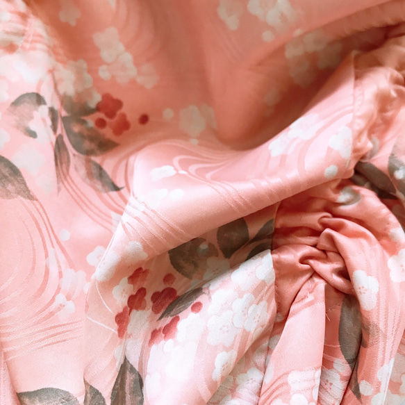 袖くしゅ 着物リメイク たっぷりドレープマキシカーディガン 長さ調節可能 和柄 イベント 撮影 裏あり ピンク 627 9枚目の画像