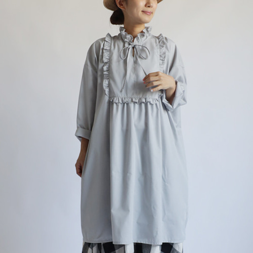ひと雫◆フランスアンティーク｜美品フリルスモックゆったりワンピース 407192354-1.jpg