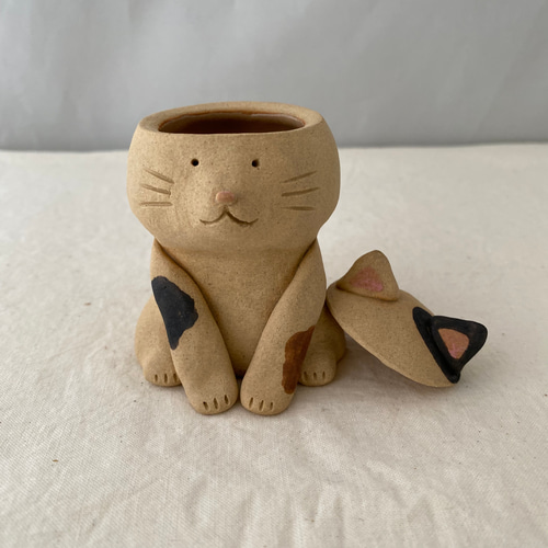 レノックス猫  小物入れと猫 レノックス猫 小物入れと猫 猫の小物入れ(三毛)NO.2 その他インテリア