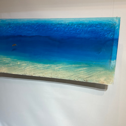 完成品在庫限り！ビッグサイズ　コバルトブルーウォーター　タートルコーラル　南の島のカメ　壁掛けアートパネル90×40 7枚目の画像