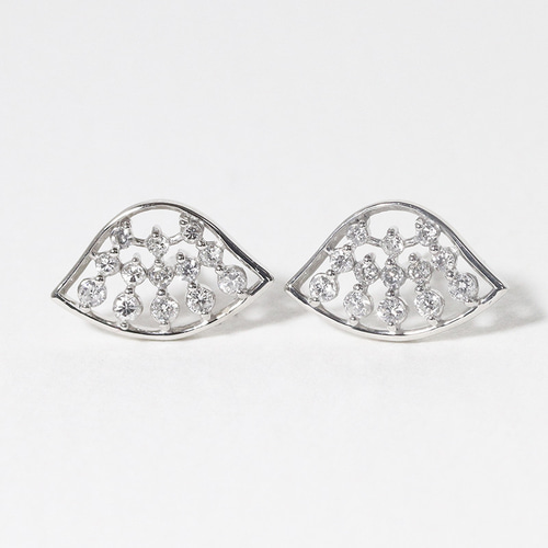 プラチナ 扇形 デザインピアス 0.20ct 天然ダイヤモンド Pt900 扇子 