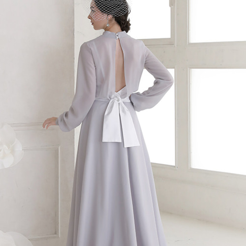 ドレープシフォンドレス (ネイビー)T1-359NA-M | OTONA DRESS
