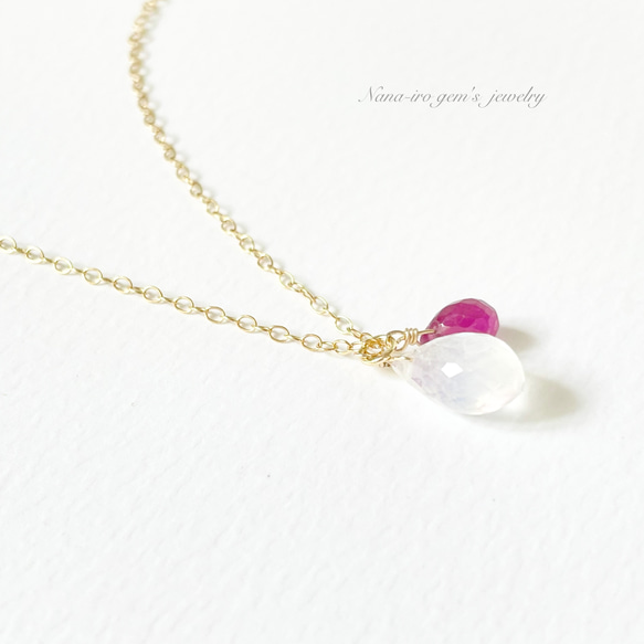 ＊1点もの＊14kgf ruby × moonstone necklace 4枚目の画像