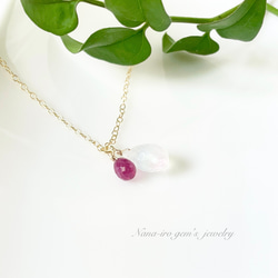 ＊1点もの＊14kgf ruby × moonstone necklace 3枚目の画像