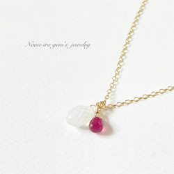 ＊1点もの＊14kgf ruby × moonstone necklace 5枚目の画像