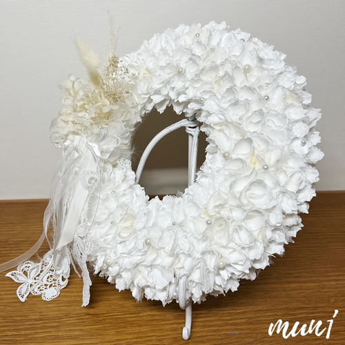 ウェディング 布リース (LL/白) リース mun1' 通販 14191195｜Creema