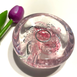 送料無料♪ リングピロー 【ピンク】ガラス製 ハンドメイド 指輪 アクセサリートレイ 手作り 1枚目の画像