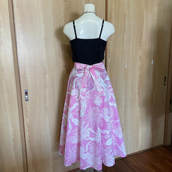 【ラップスカート】ハワイアンラップスカート（月下美人 ナイトブルーミングセレウス/ピンク)ハワイアンファブリック♪ 5枚目の画像