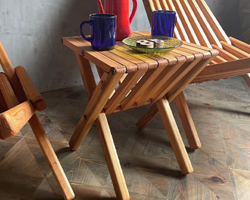 フォールディングサイドテーブル】 無垢材 オイル仕上げ 折り畳み