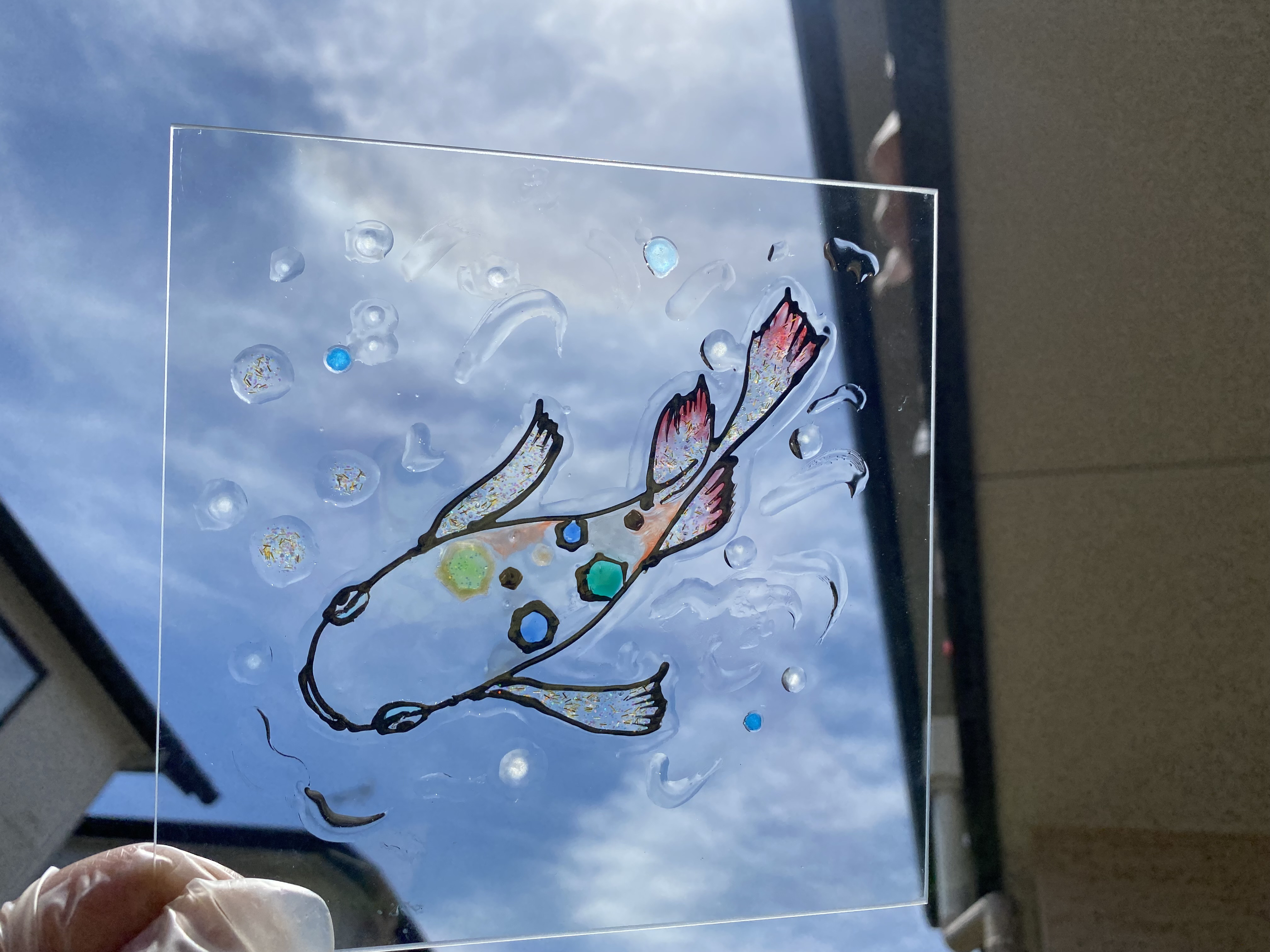 水彩画。 木製フレーム付き(ガラス) 自作の