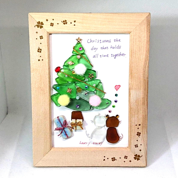 White Christmas シーグラスアート／天然石／クリスマス White Christmas シーグラスアート／天然石／クリスマス