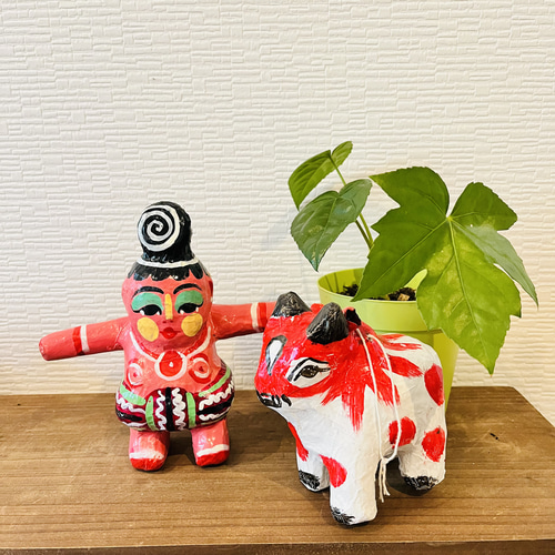 ミャンマー土産】 動物グッズ 張り子のおもちゃ 手作り置物 インテリア