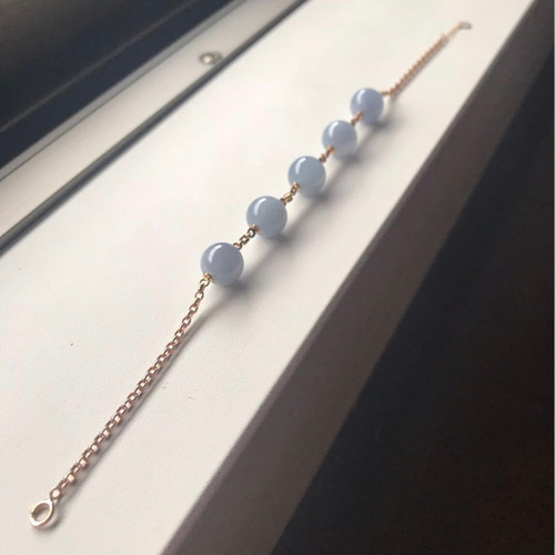 天然】ヒスイ ブレスレット ラベンダー k18ピンクゴールド