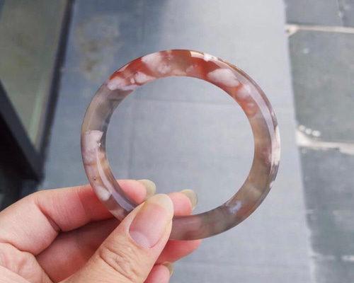完璧高品質】マカロン色瑪瑙バングル56.1mm ②