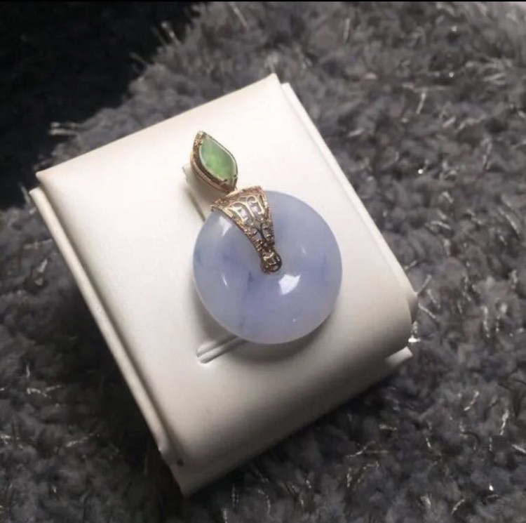 【高級】天然 氷種 ラベンダー ヒスイ ペンダント k18$