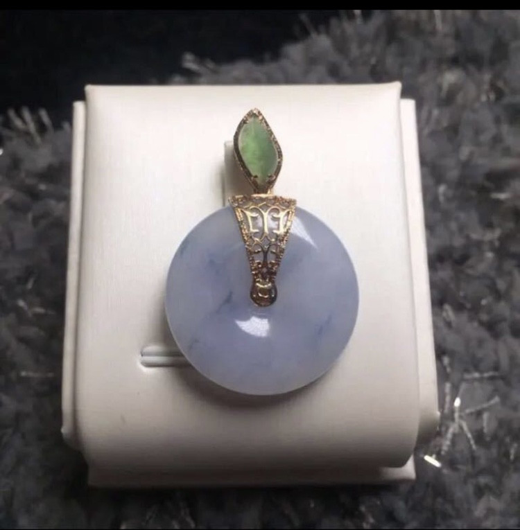 【高級】天然 氷種 ラベンダー ヒスイ ペンダント k18$