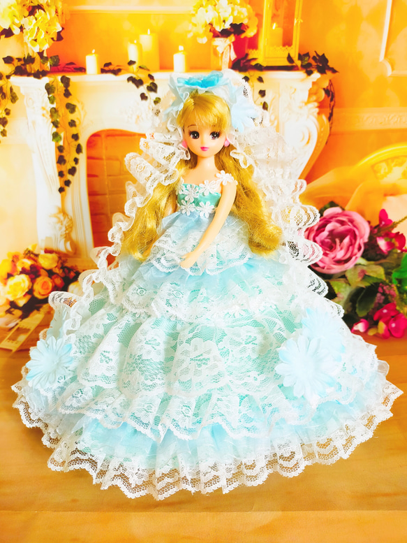 ハンドメイド「クロスリボンのチュールレースドレス」ネオ