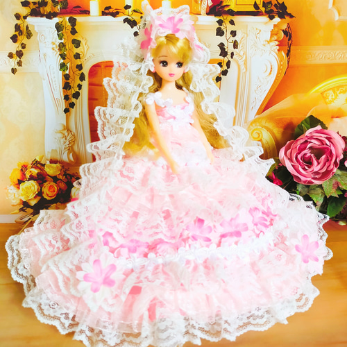 リカちゃん ドレス ドールドレス 人形服 手作り おしゃれ ♡ 花